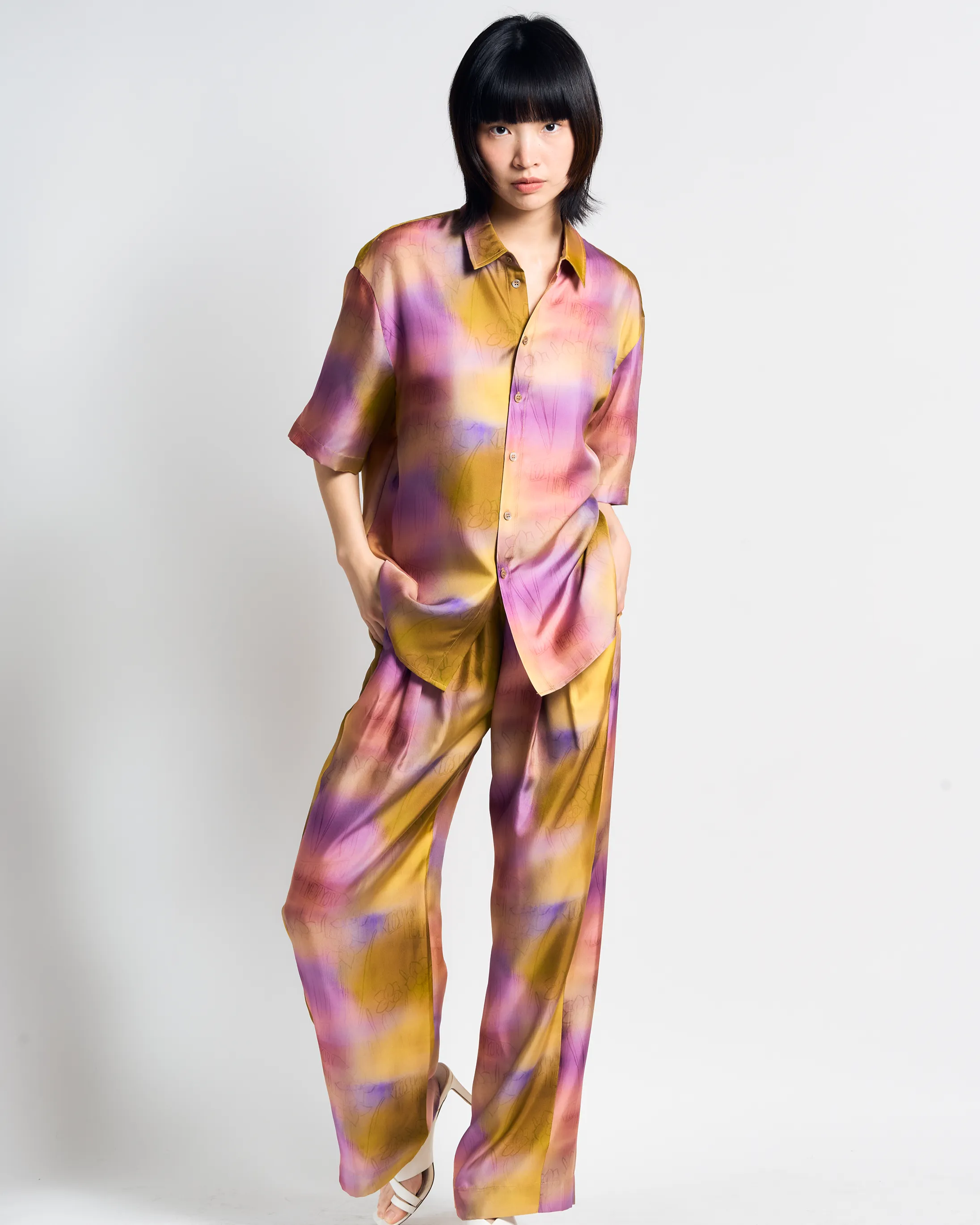 "Brooklyn" Silk Wide Leg Palazzo Pants - Pink