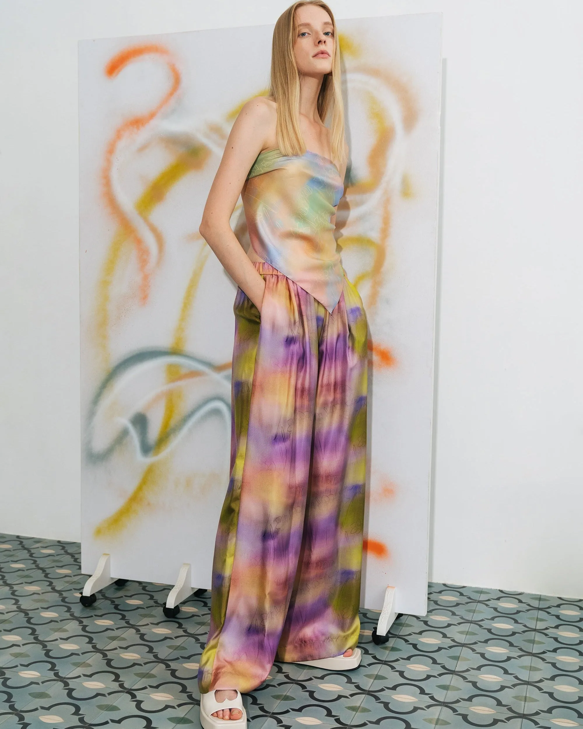 "Brooklyn" Silk Wide Leg Palazzo Pants - Pink