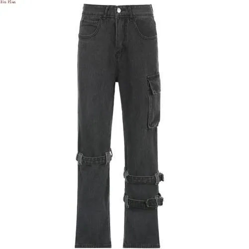 Retro Washed Button Lace Jeans