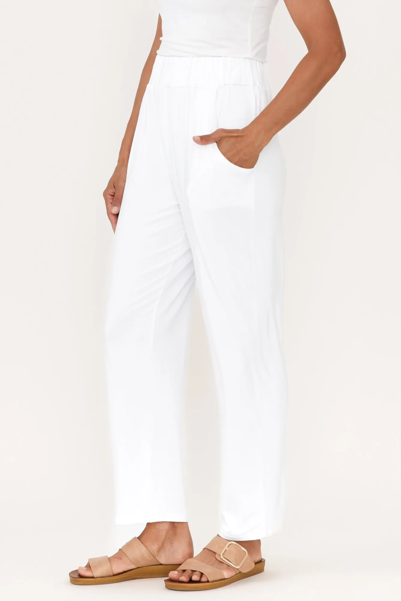 Rosella White Bamboo Pants