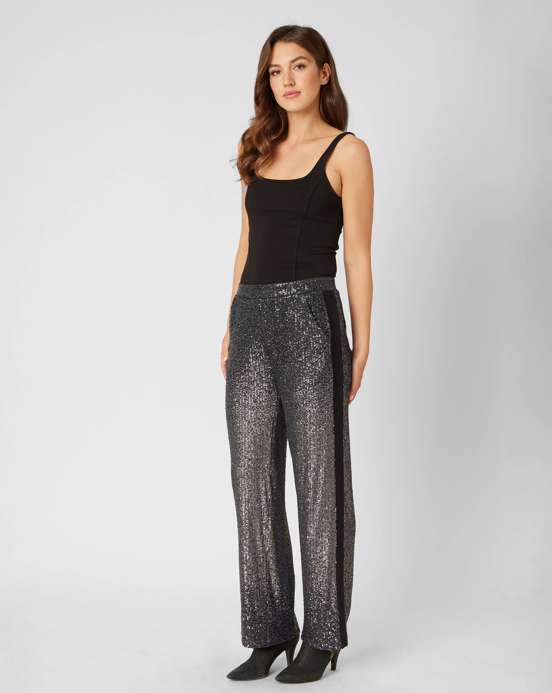 Sequin Wide Leg Tuxedo Pant