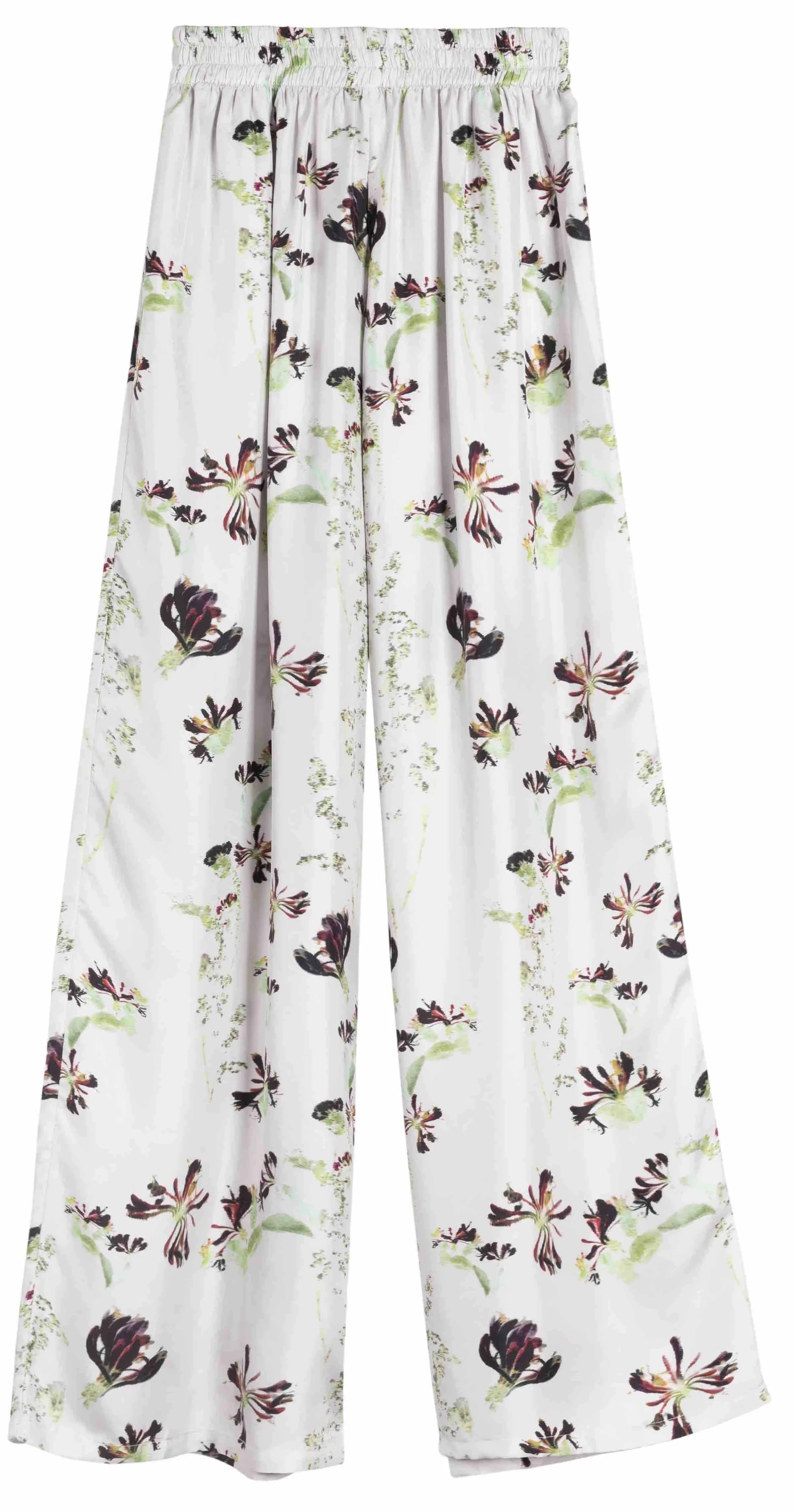 Silk Print Wide Leg Pants