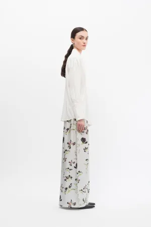Silk Print Wide Leg Pants