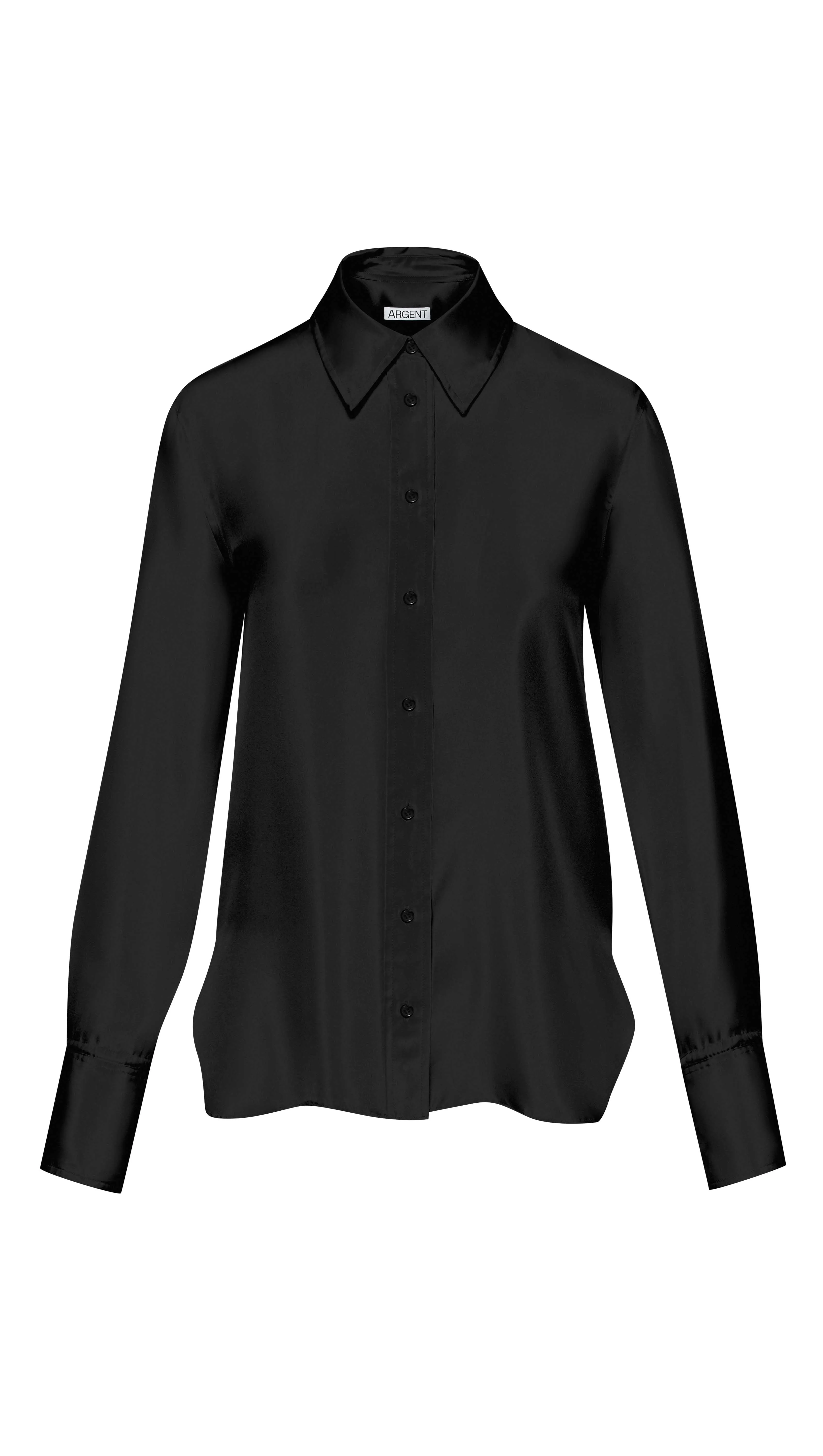 Slim Blouse in Viscose Satin | Black