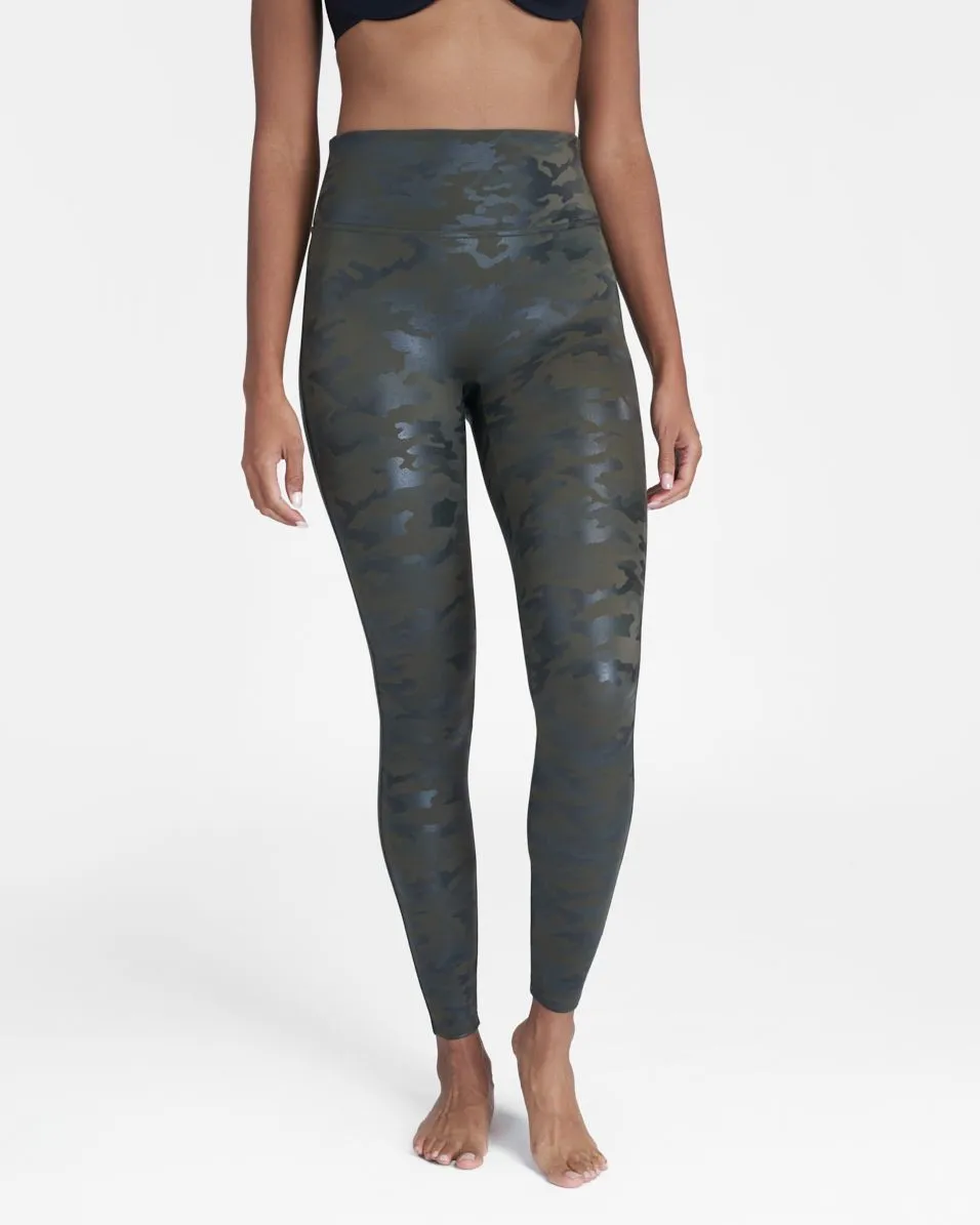 SPX - Faux Leather Camo Leggings #20185R Matte Green Camo