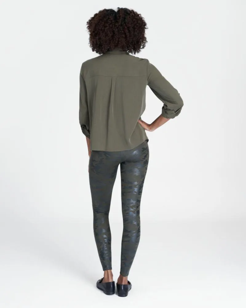 SPX - Faux Leather Camo Leggings #20185R Matte Green Camo