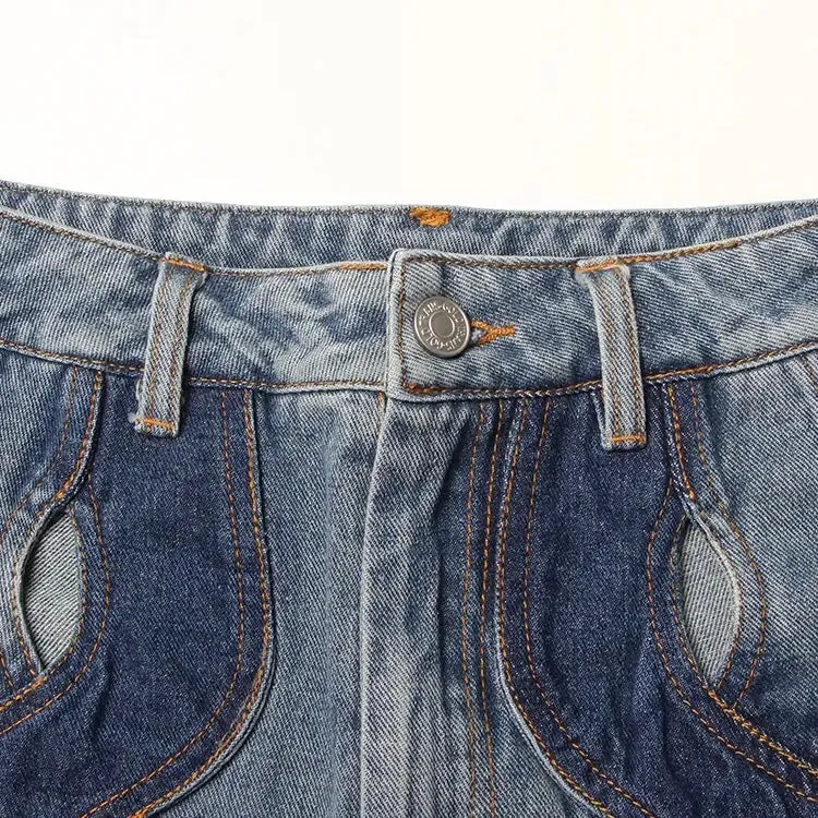 Stitched Elegance Denim Pants