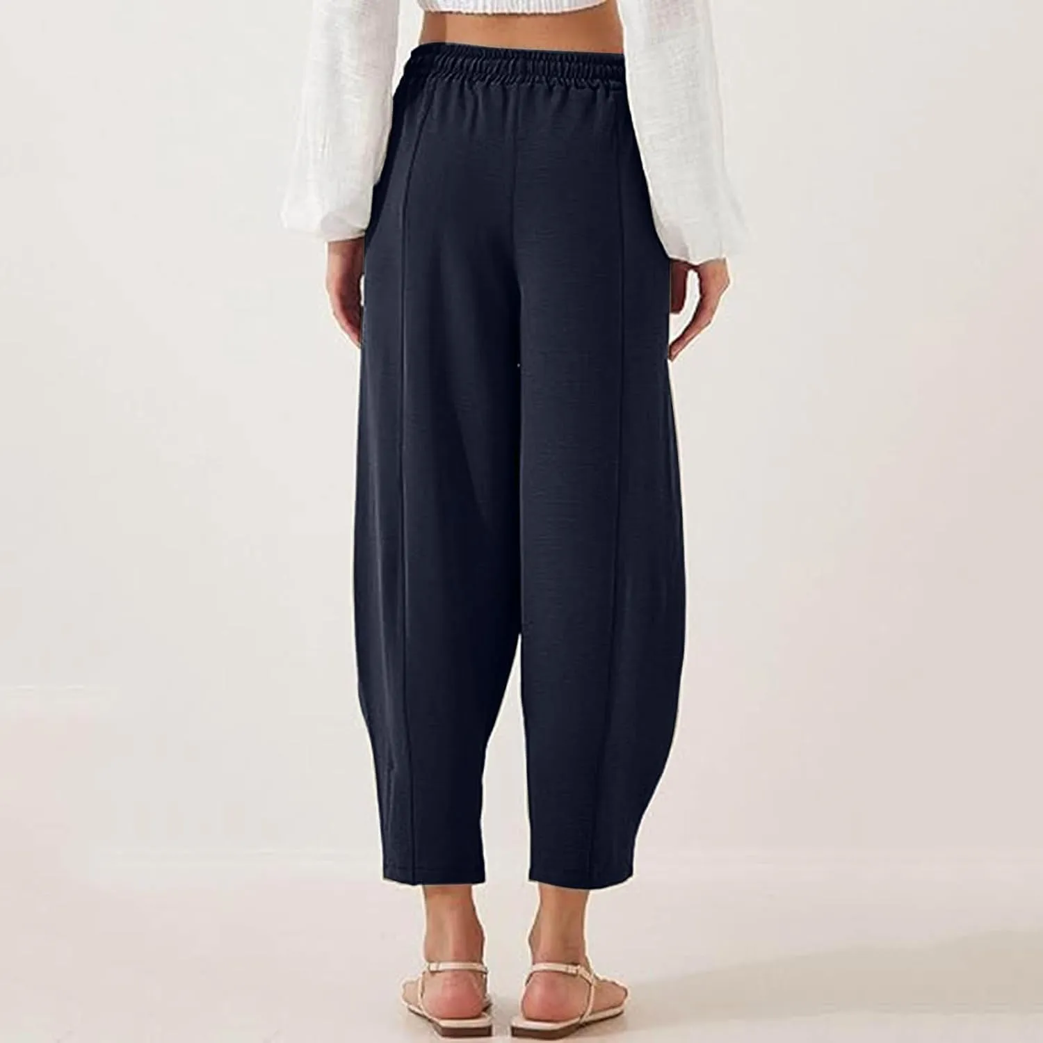 Summer Pants for Women 2024 High Waisted Pants Baggy Harem Pants Loose Casual Pants Comfy Trousers with Pockets