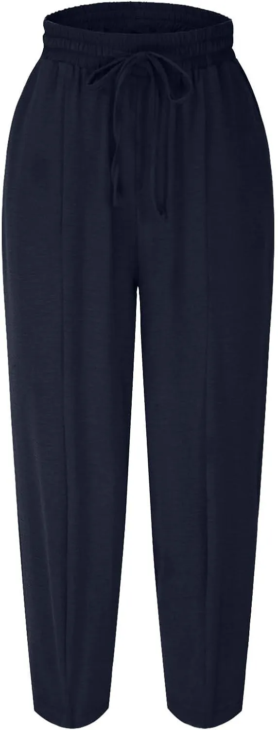 Summer Pants for Women 2024 High Waisted Pants Baggy Harem Pants Loose Casual Pants Comfy Trousers with Pockets