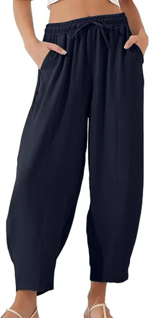 Summer Pants for Women 2024 High Waisted Pants Baggy Harem Pants Loose Casual Pants Comfy Trousers with Pockets