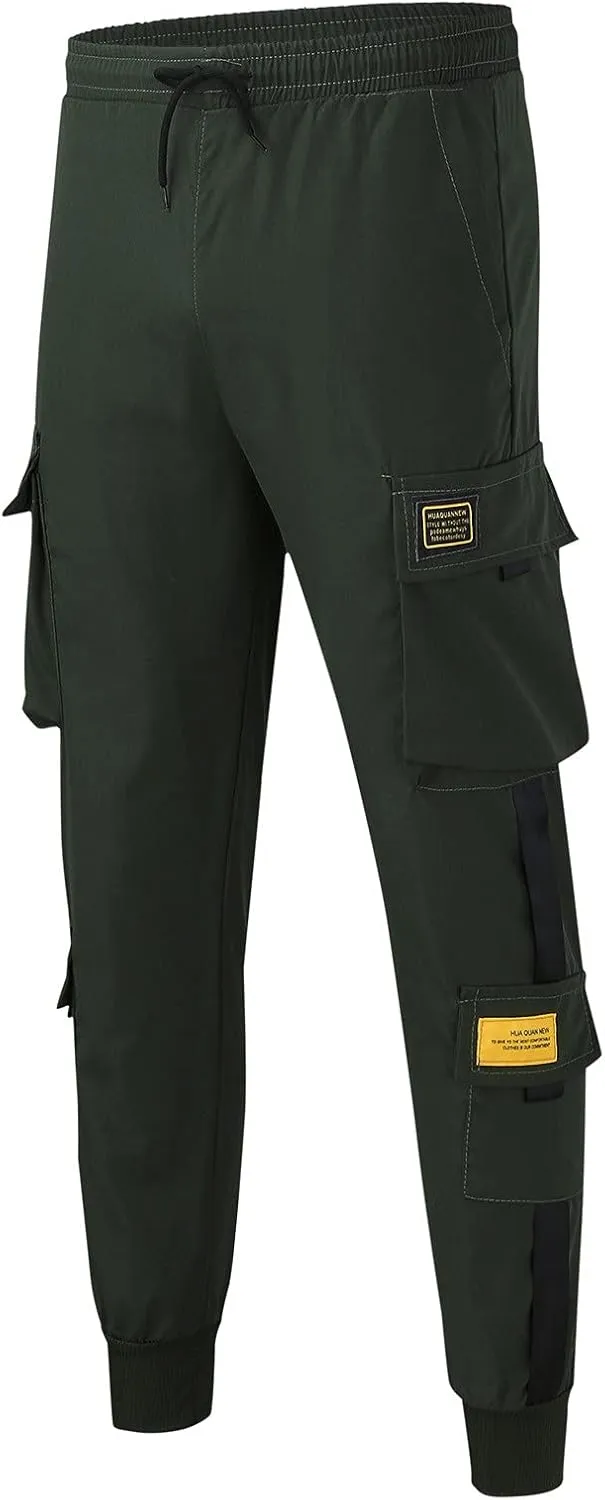 Sweatpants for Men Big and Tall Casual Mens Gifts Cargo Pants Hiking Workout Joggers Overalls Drawstring Multi Pocket