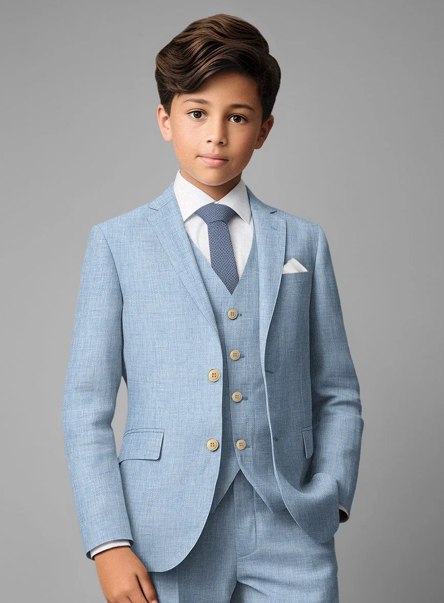Tropical Blue Linen Boys Suit
