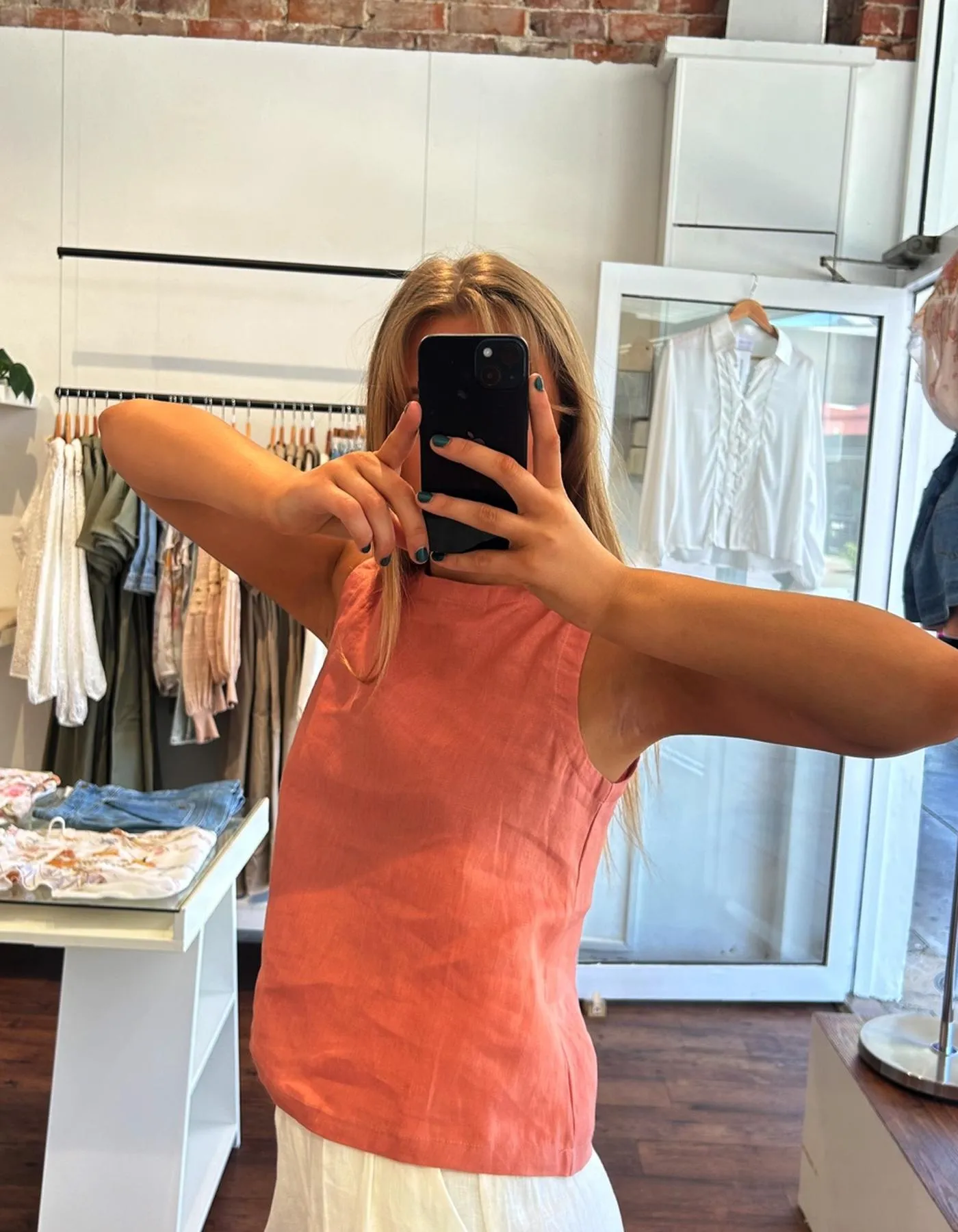 Whisper Sleeveless Top in Terracotta Linen