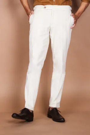 White Wide Wale Corduroy Trouser