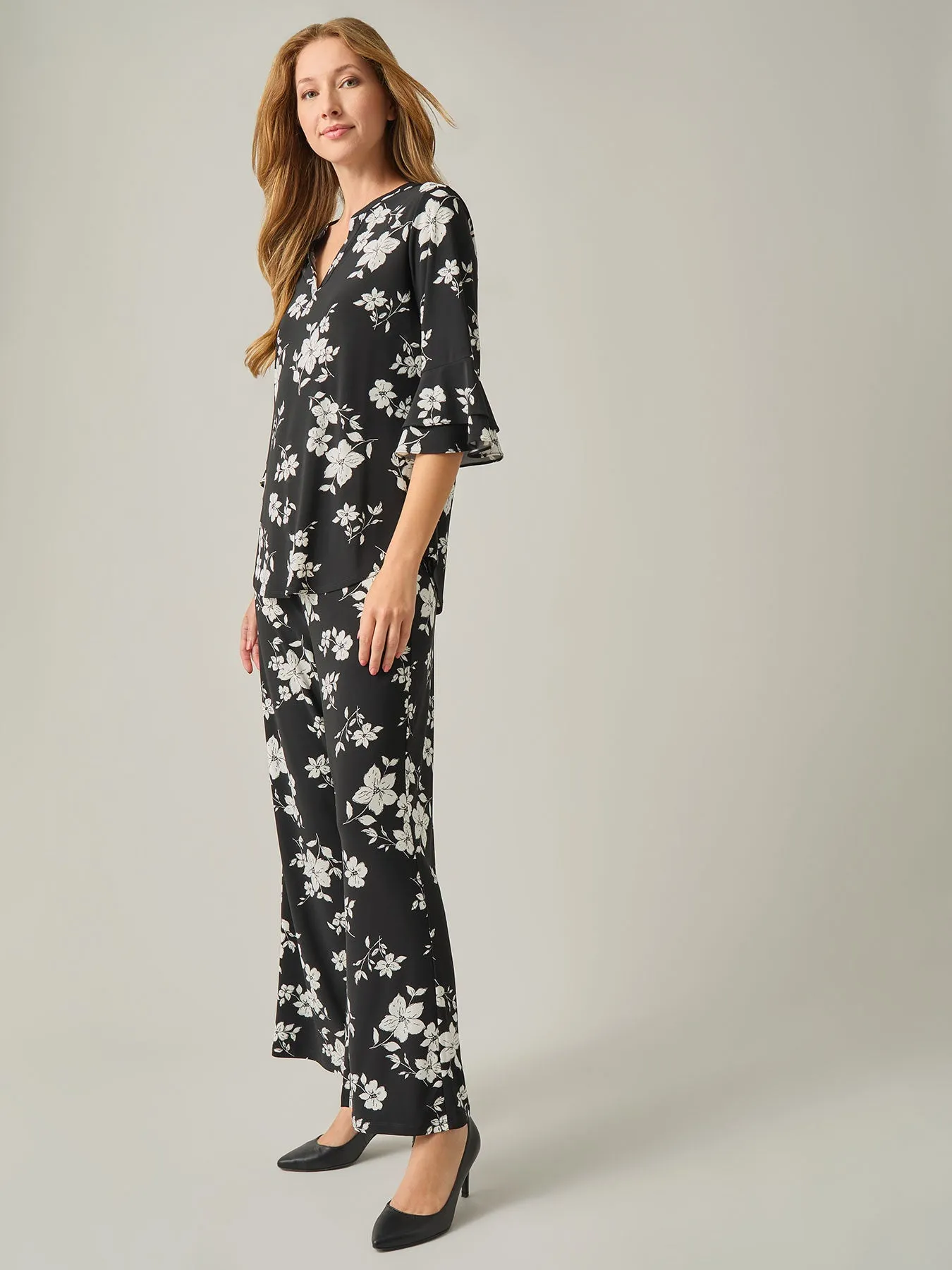 Wide Leg Pants, Printed Everyday Knit