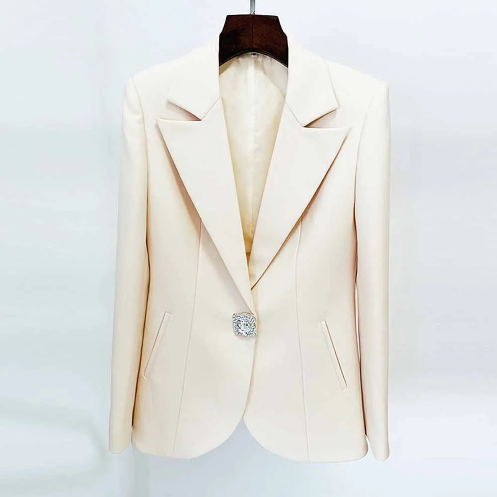 Women Invory Pantsuits One Button Flare Bottoms Two Pieces Pants Set