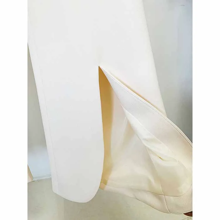 Women Invory Pantsuits One Button Flare Bottoms Two Pieces Pants Set