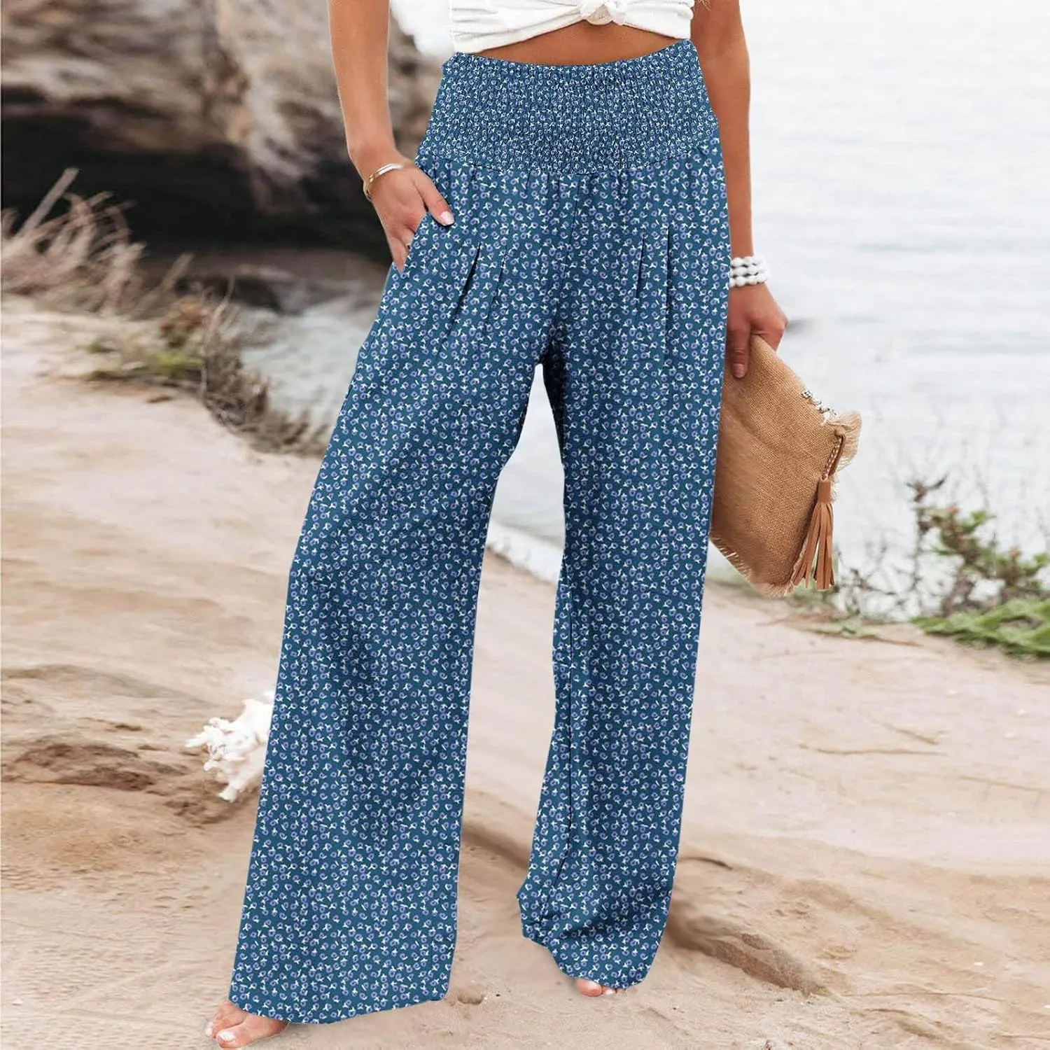 Women's 2024 Winter Palazzo Pants Fashion Comfy High Waist Trousers Trendy Loose Fit Trouser Trendy Length Trousers