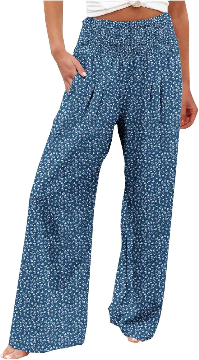 Women's 2024 Winter Palazzo Pants Fashion Comfy High Waist Trousers Trendy Loose Fit Trouser Trendy Length Trousers
