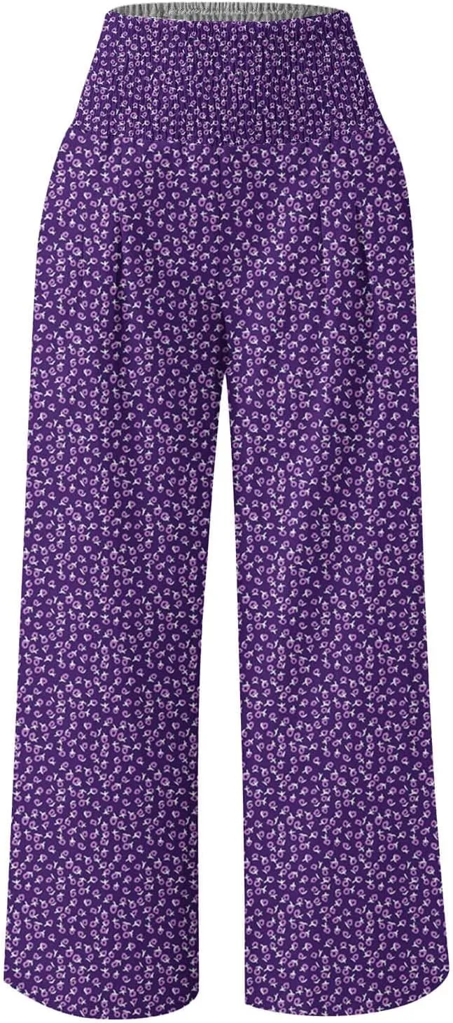 Women's 2024 Winter Palazzo Pants Fashion Comfy High Waist Trousers Trendy Loose Fit Trouser Trendy Length Trousers