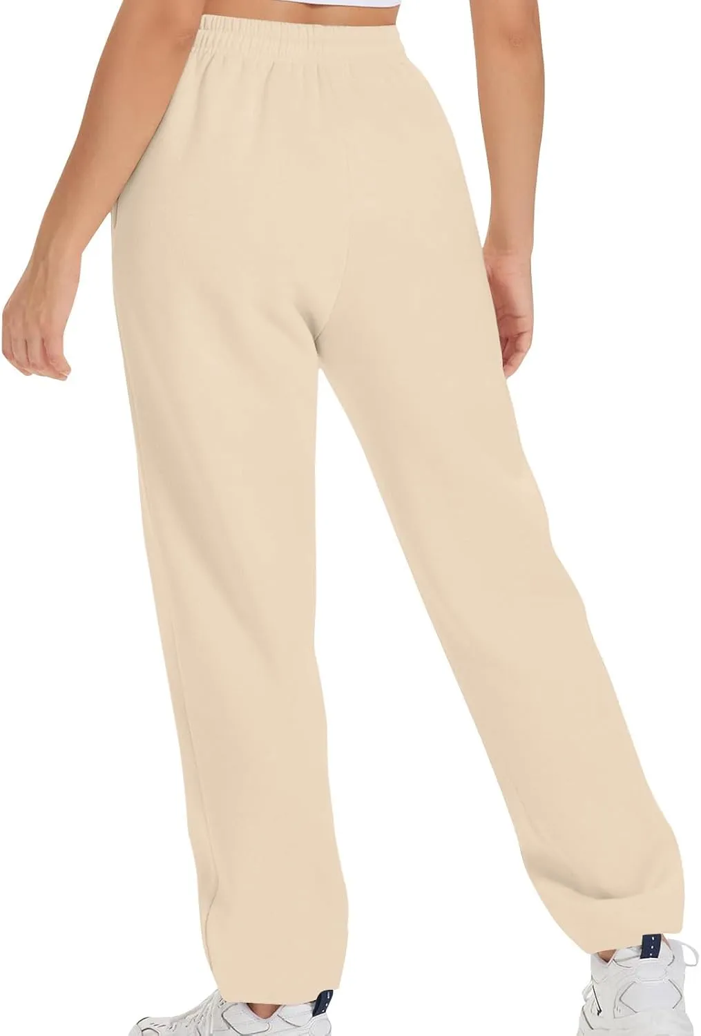 Womens High Waisted Drawstring Waist Wide Leg Sweatpants with Pockets Yoga Workout Casual Athletic Trousers Pants