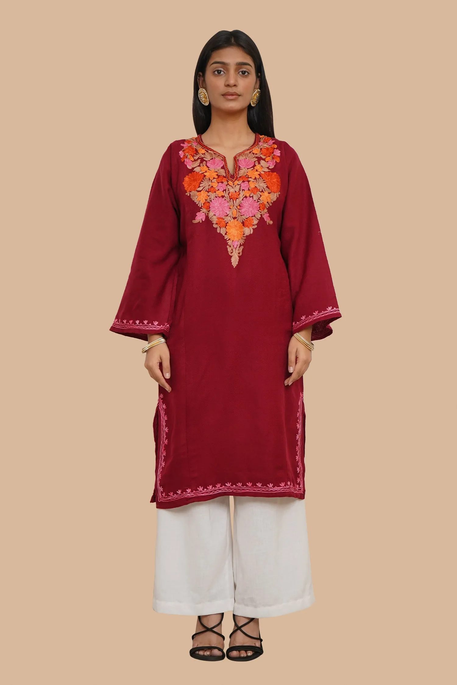 Woollen Phiran in Maroon